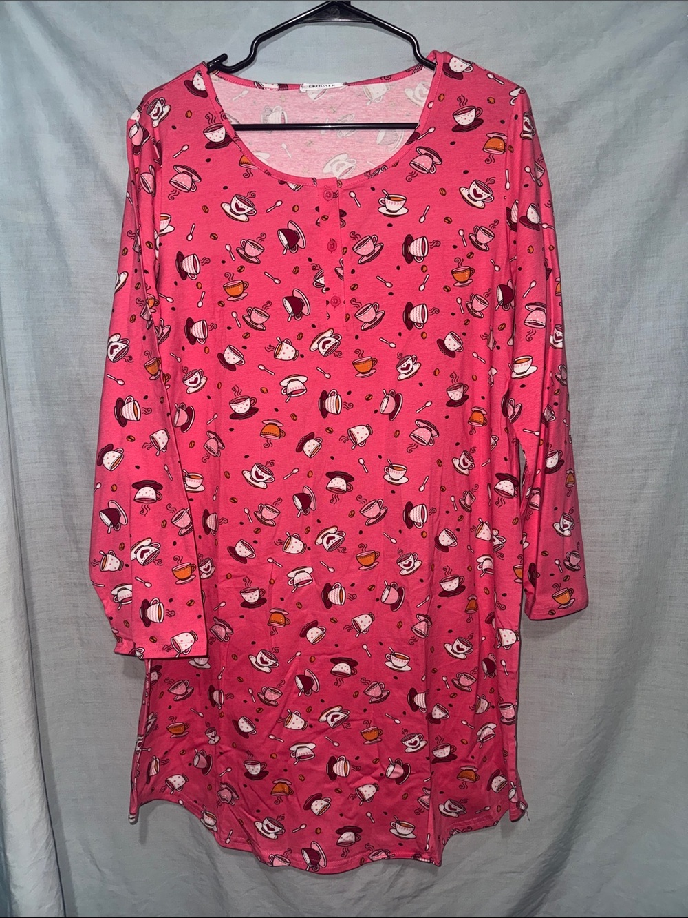 Coffee Pattern Long Sleep Shirt